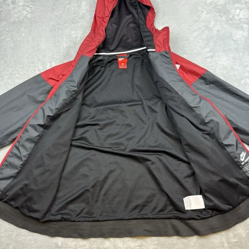 Nike Windrunner Hooded Windbreaker Jacket Red Black Big Logo Mens M